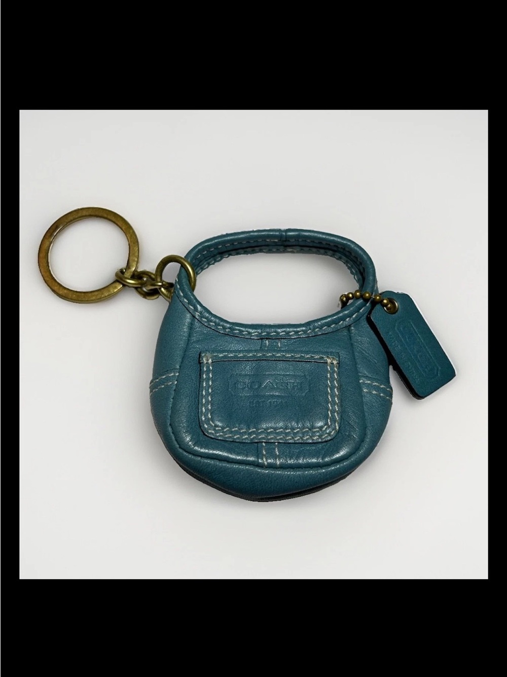 Coach Legacy Ergo Mini Hobo Bag Charm, Teal Blue Leather-2007 Style: (#9027)